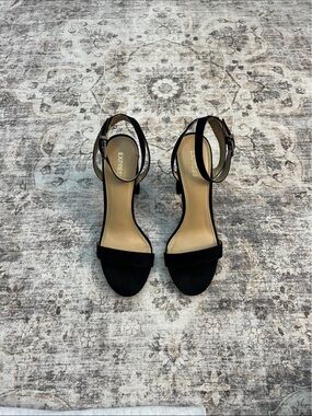Express Black Ankle Strap Block Heel Sandals for Women